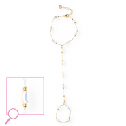 Bracelets en acier Inox Dor&eacute;-cristal AB-blanc