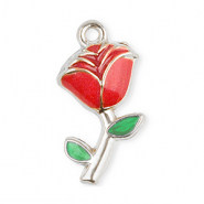 Breloques en acier Inox rose Argenté-rouge-vert