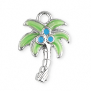 Breloques en acier Inox palmier Argenté-vert-bleu