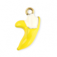 Breloques en acier Inox banane Jaune-blanc
