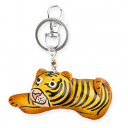 Porte-clés en cuir tigre Orange-jaune-noir-blanc