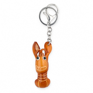 Porte-clés en cuir homard "I'm fresh" Orange brûlée-beige sable-noir-blanc