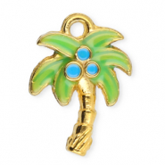 Breloques en acier Inox palmier Doré-vert-bleu