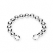 BY31® Boucles d'oreilles en acier inox ear cuff boules avec 2 anneaux Argenté