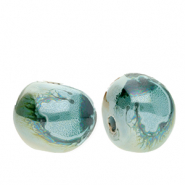 Perles en c&eacute;ramique DQ&reg; grecque Vert vague oc&eacute;ane-marron