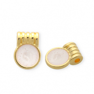 Breloques en métal DQ® rond Doré-blanc nacré (sans nickel)