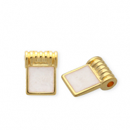 Breloques en métal DQ® carré Doré-blanc nacré (sans nickel)