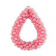 Boucles pendentifs facettées goutte Rose pigeon fruit