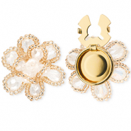 Métal TQ laiton cache-boutons fleur Doré-rose clair-cristal