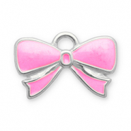 Breloques en acier Inox nœud Argenté-rose