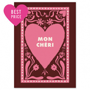 BY31® Cartes à bijoux "Mon chéri" Marron foncé-rose foncé-beige