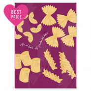 BY31® Cartes à bijoux "Life is full of pasta-bilities" Violet magenta-jaune