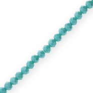 Perles à facettes 6x4mm disque Heishi Bleu sarcelle clair-pearl shine coating