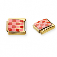 Apprêts en acier inox breloques pour bracelet italien carreaux Doré-rose-rouge