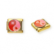 Apprêts en acier inox breloques pour bracelet italien cœur Yin & Yang Doré-rose-rouge