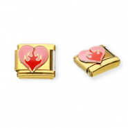 Apprêts en acier inox breloques pour bracelet italien cœur Doré-rose-rouge