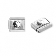 Apprêts en acier inox breloques pour bracelet italien Yin & Yang Argenté-noir-blanc