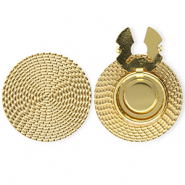 Cache-boutons en acier Inox rond rotin-look Dor&eacute;