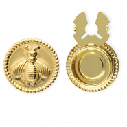 Cache-boutons en acier Inox rond avec abeille Dor&eacute;