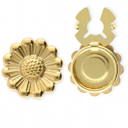 Cache-boutons en acier Inox fleur Dor&eacute;