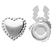 Cache-boutons en acier Inox coeur Argent&eacute;