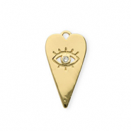 Métal TQ laiton breloque coeur Oeil porte-bonheur strass Doré