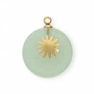 Breloques en acier Inox soleil Doré-vert cendre