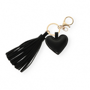 Porte-cl&eacute;s coeur avec glands Noir-dor&eacute;