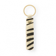 Porte-cl&eacute;s en cuir avec imprim&eacute; zebra Blanc-noir-dor&eacute;