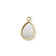 Breloque en acier Inox coquille goutte Doré-blanc (couleur naturelle)