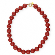 BY31® Colliers en perles acryliques 16mm brillant Salsa red 18-1657 TCX-doré