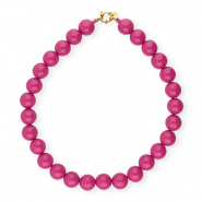 BY31® Colliers en perles acryliques 16mm brillant Rose violet 17-2624 TCX-doré
