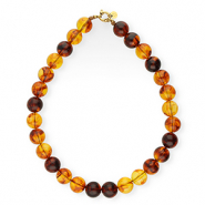 BY31® Colliers en perles acryliques 16mm brillant Marron ambre-doré