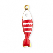 Breloques en acier Inox poisson Doré-rouge-blanc