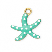 Breloques en acier Inox étoile de mer Doré-turquoise menthe-blanc