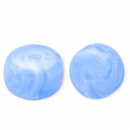 Perles acryliques disque Bleu clair-marbré