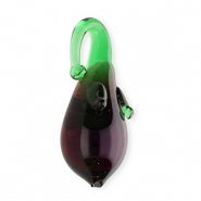 Breloques en verre à la main aubergine Rouge vin de baies transparent-vert transparent