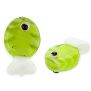 Perles en verre à la main poisson Verte olive transparent-blanc-noir