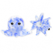 Perles en verre à la main pieuvre Bleu-blanc