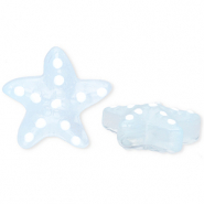 Perles en verre à la main étoile de mer Bleu clair transparent-blanc