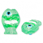 Perles en verre à la main poisson Vert menthe neo transparent-blanc-noir-cyan