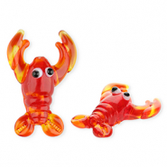 Perles en verre à la main homard Rouge-orange transparent