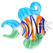 Breloques en verre peintes à la main poisson Transparent-blu-vert-orange