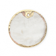Pendentifs coquillage specials rond Blanc cass&eacute;-dor&eacute;