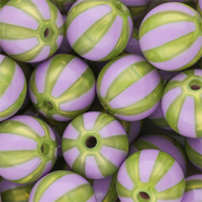 DQ® Perles acryliques 16 mm avec rayées Violet-verte olive