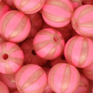 DQ® Perles acryliques 16 mm avec rayées Rose corail-rose pêche