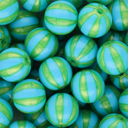 DQ® Perles acryliques 12 mm avec rayées Bleu-vert