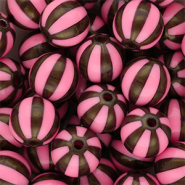 DQ® Perles acryliques 12 mm avec rayées Rose-marron doré