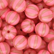 DQ® Perles acryliques 12 mm avec rayées Rose corail-rose pêche