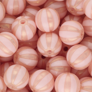 DQ® Perles acryliques 12 mm avec rayées Rose clair-rose pêche